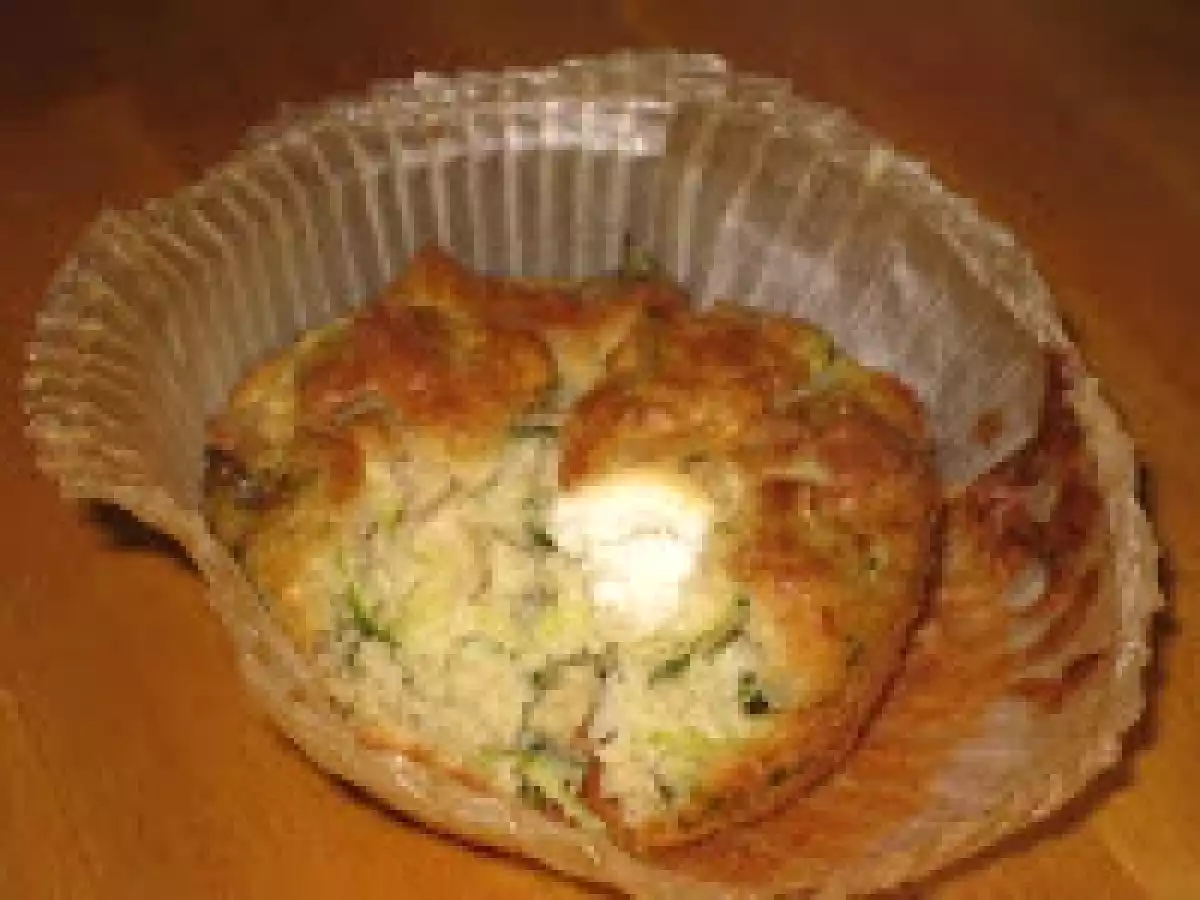 Muffin courgette chèvre et jambon fumé.