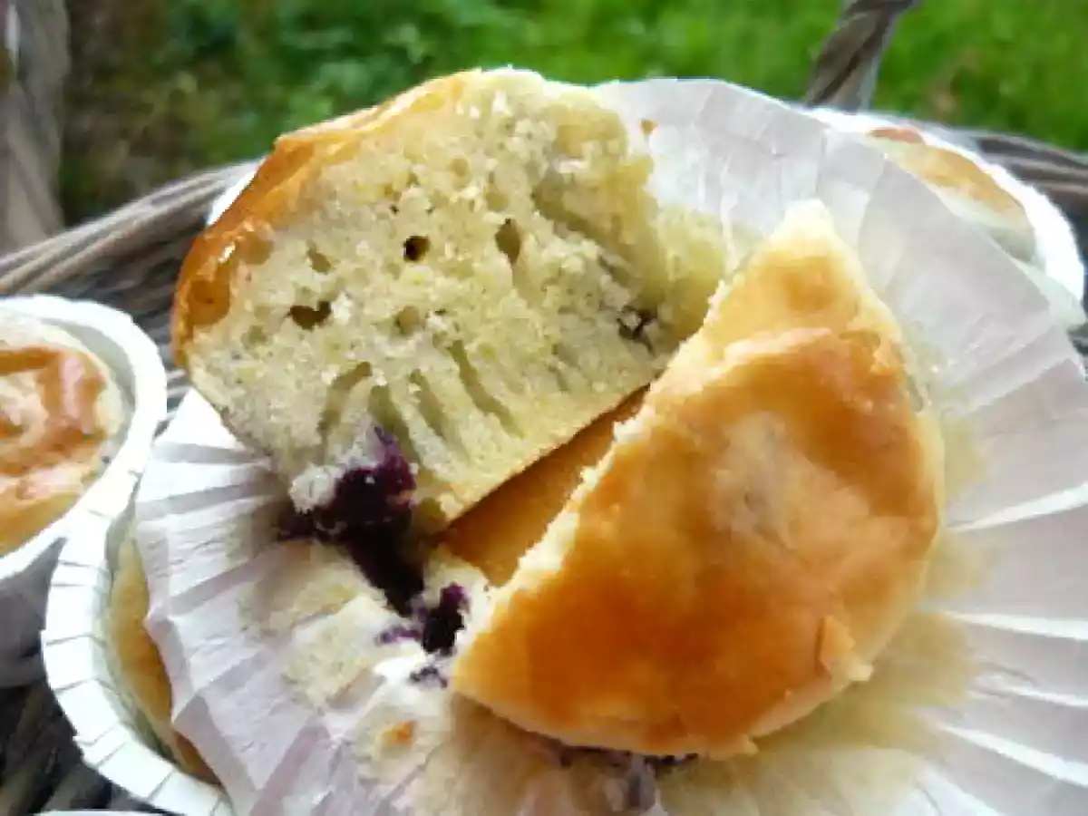 Muffins à la farine de riz, myrtilles et citron