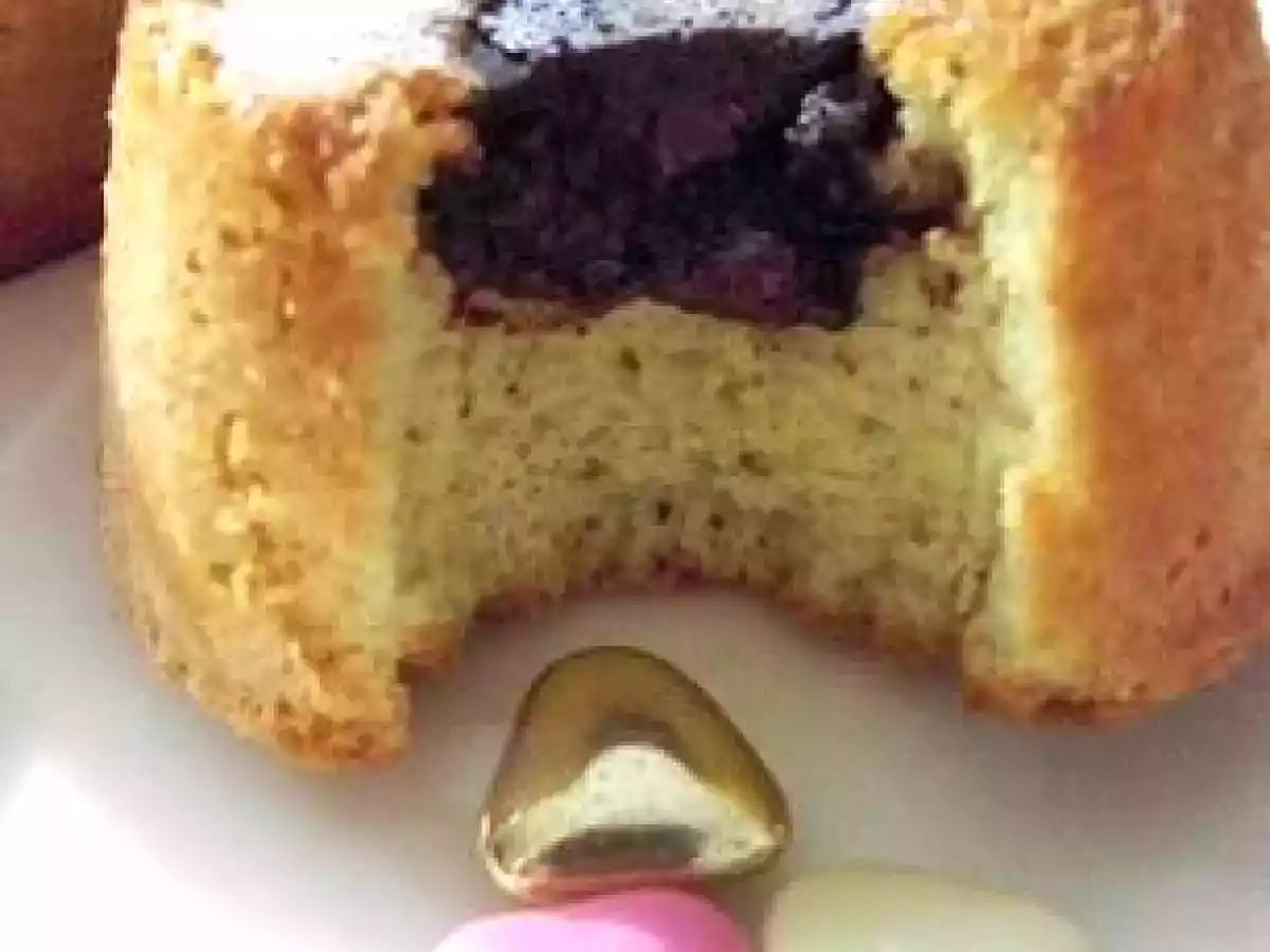 Muffins aromatisés à la pâte de pistache au coeur fondant de Gianduja