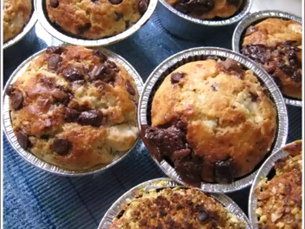 Muffins au blé complet et aux 3 chocolats