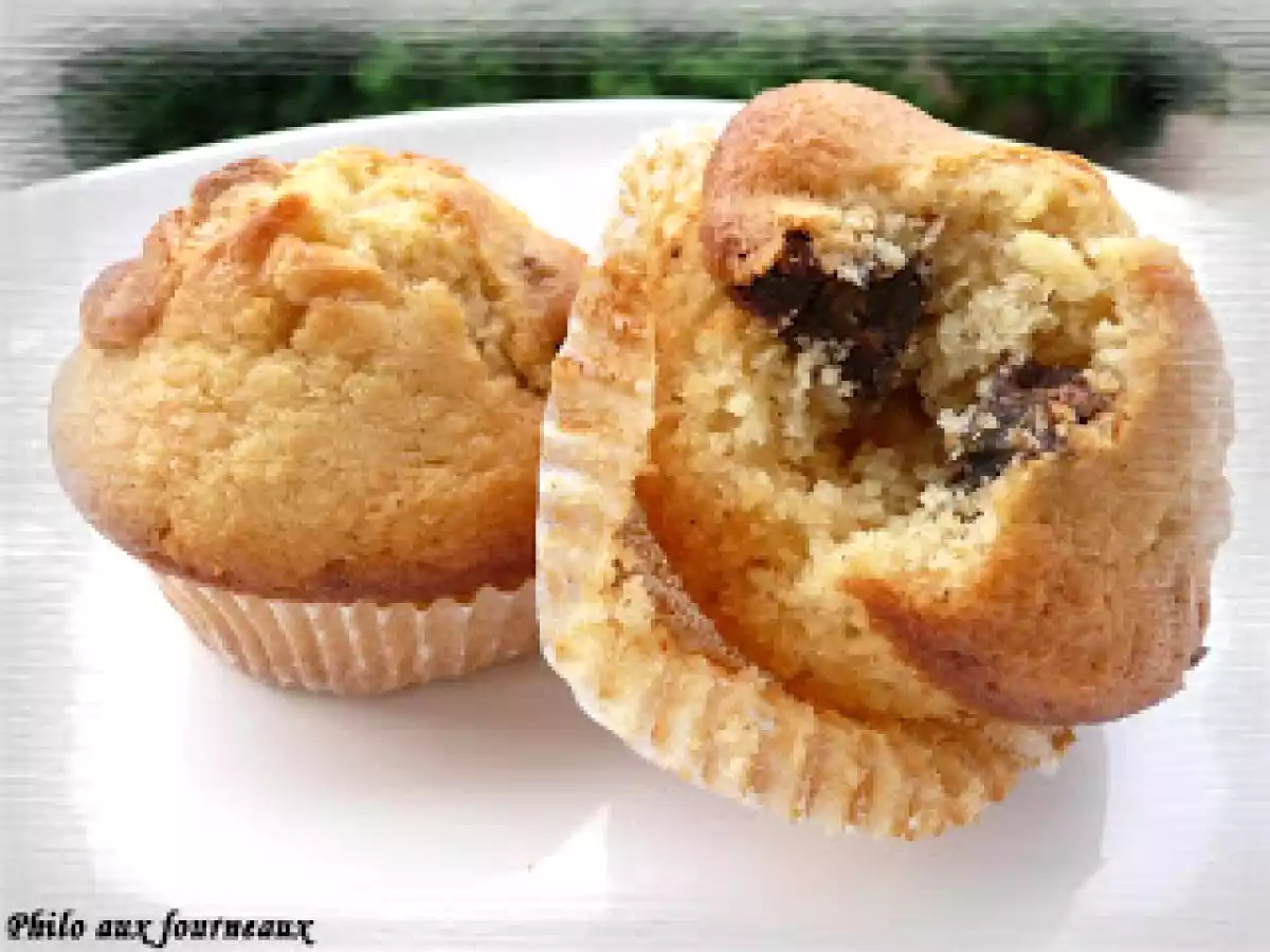 Muffins aux bananes séchées & au chocolat blanc