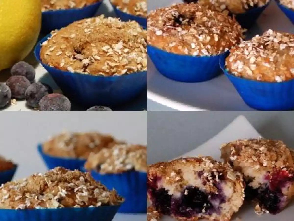 Muffins aux flocons d'avoine, au citron et aux bleuets, sans gluten