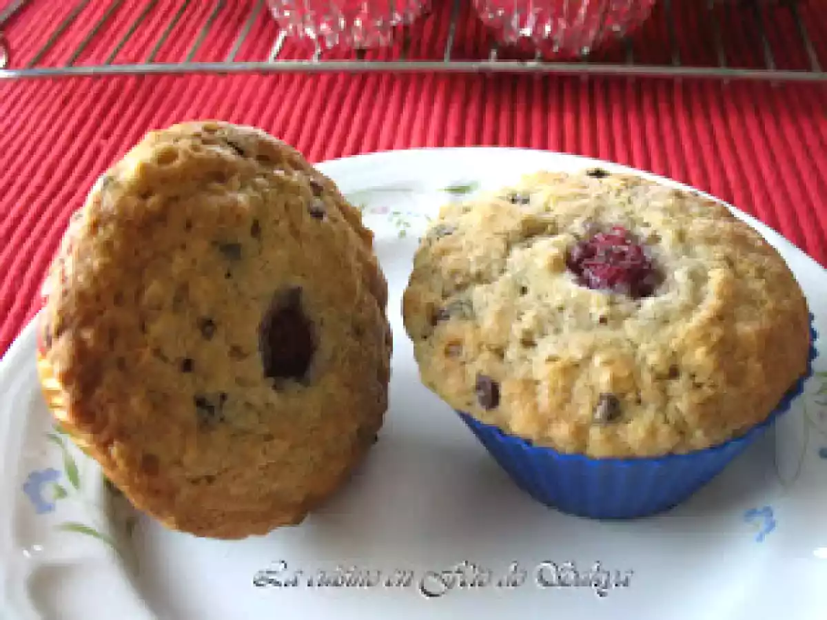 Muffins aux framboises, orange et chocolat chips