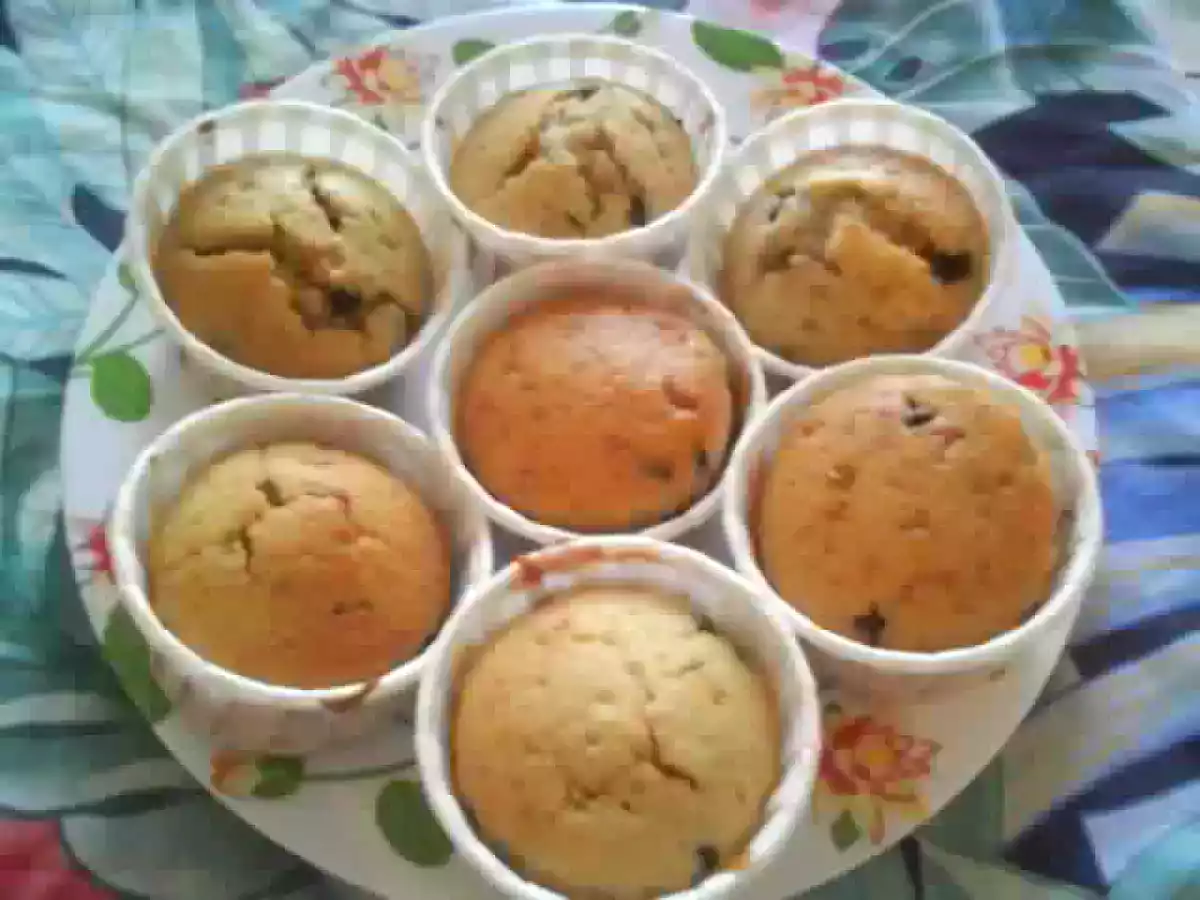 Muffins aux pépites de chocolat, coeur de fraise
