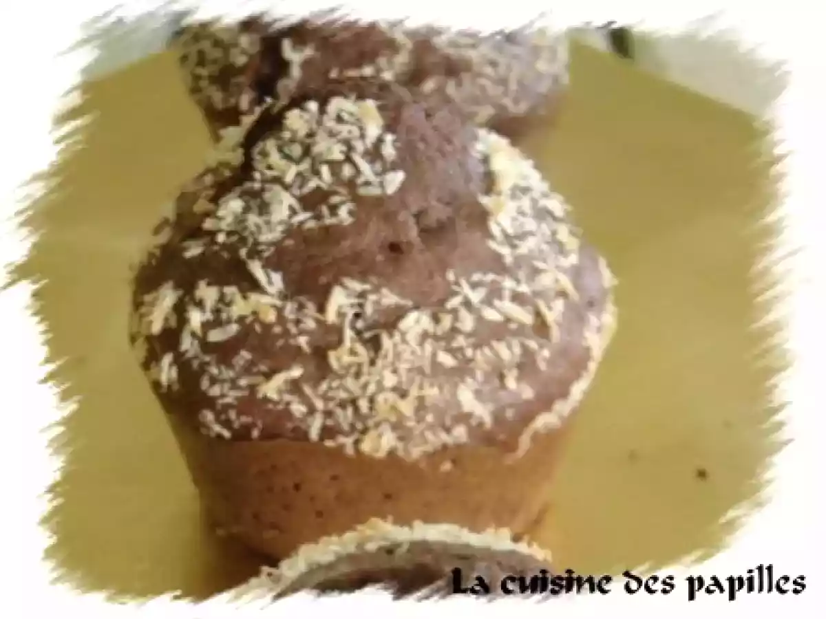 Muffins choco-noix de coco, coeur fondant caramel au beurre salé
