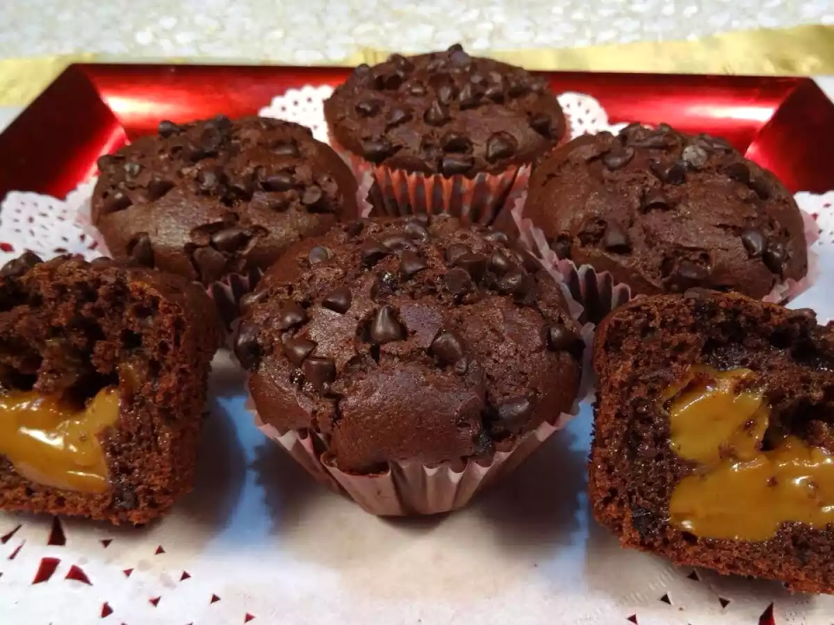 Muffins fourrés au lait concentré caramel