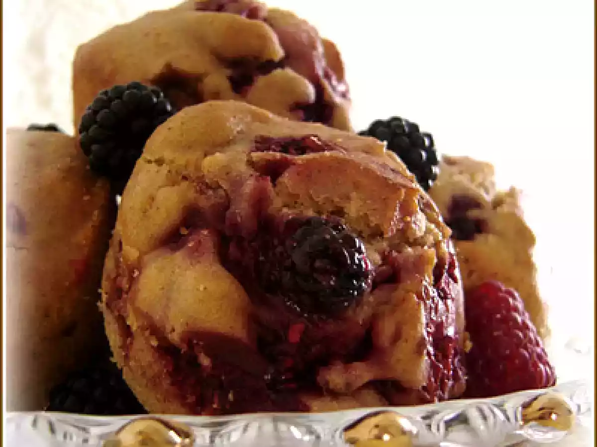Muffins mûres et framboises