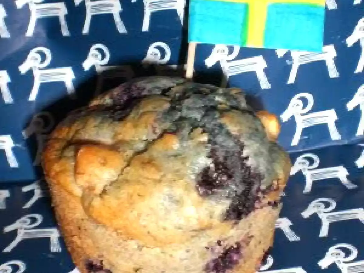 Muffins suèdois aux myrtilles, muesli, pomme et crème d'avoine
