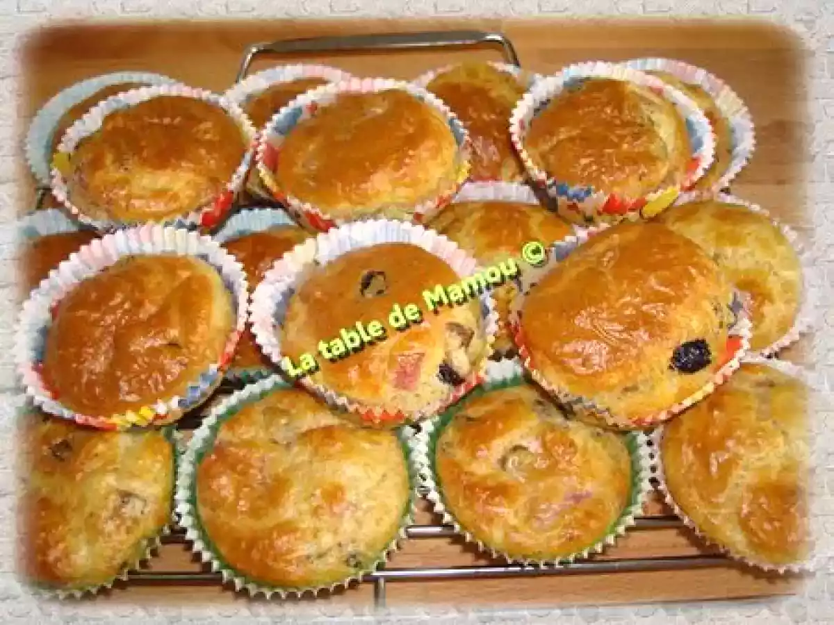 Muffins vin blanc, olives et bacon
