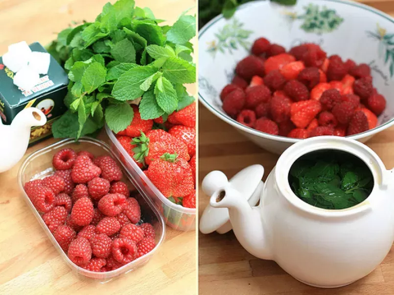 Nage de fraises & framboises au thé à la menthe, photo 2