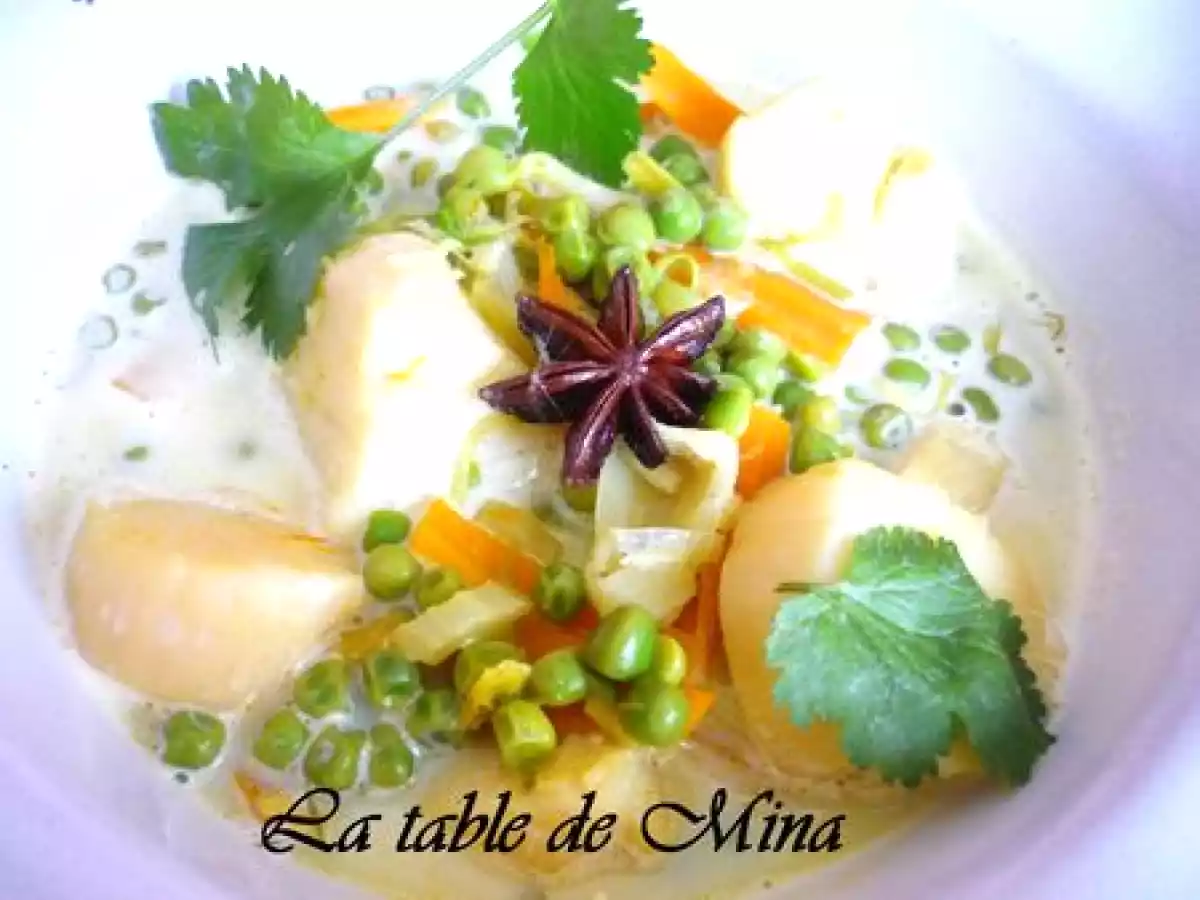 Nage de Saint-Jacques au safran et petits légumes - photo 2