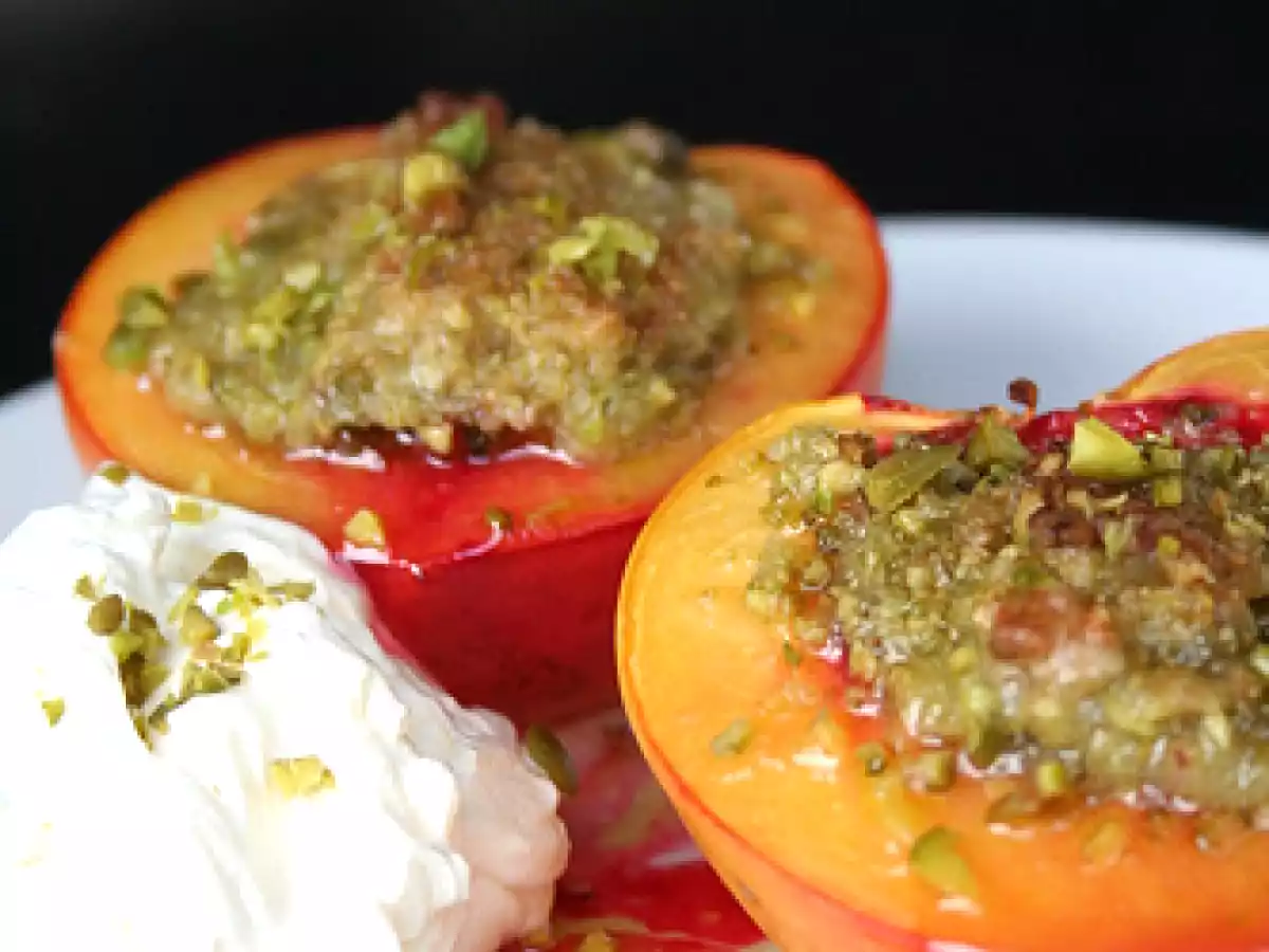 Nectarines Rôties Coeur Craquelin de Pistaches