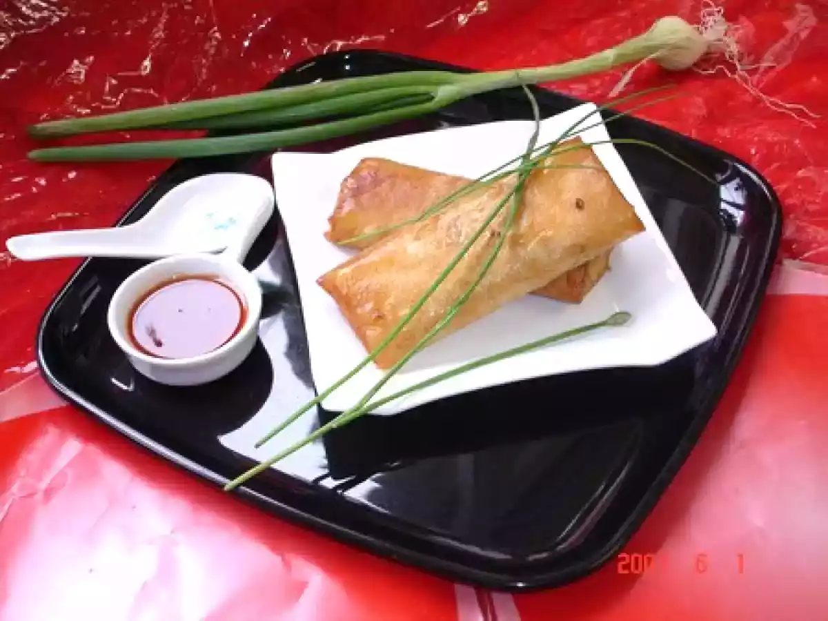 Nems asiatiques aux légumes et viandes + sauce piquante aigre douce