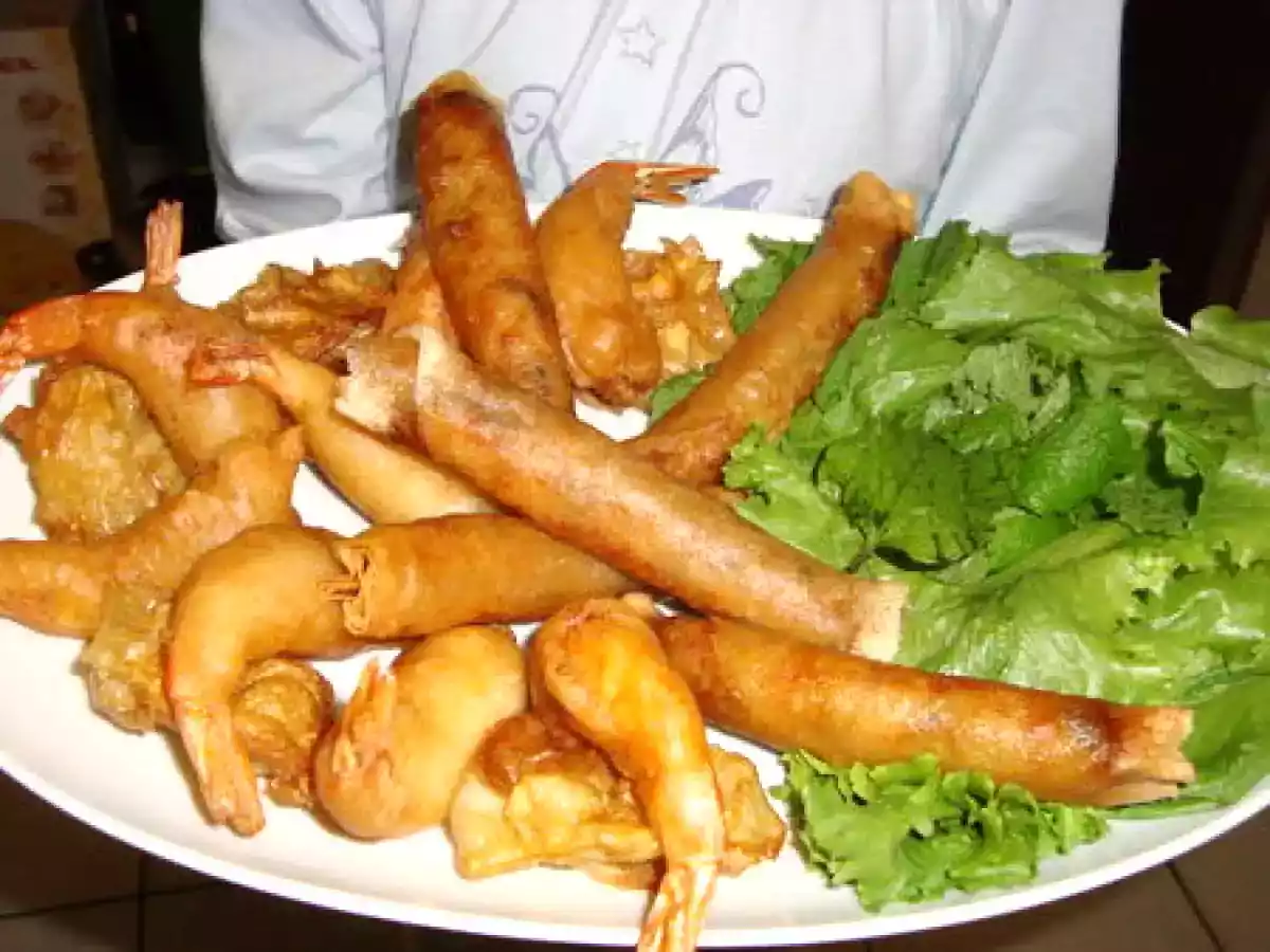 Nems (pâté vietnamien), beignets de crevettes et raviolis frits