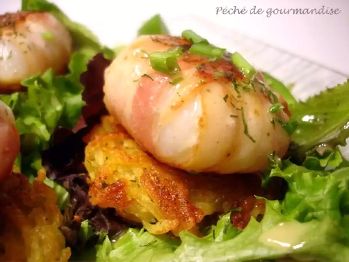 Noix de Saint-Jacques en robe de lard sur galettes croustillantes - photo 3