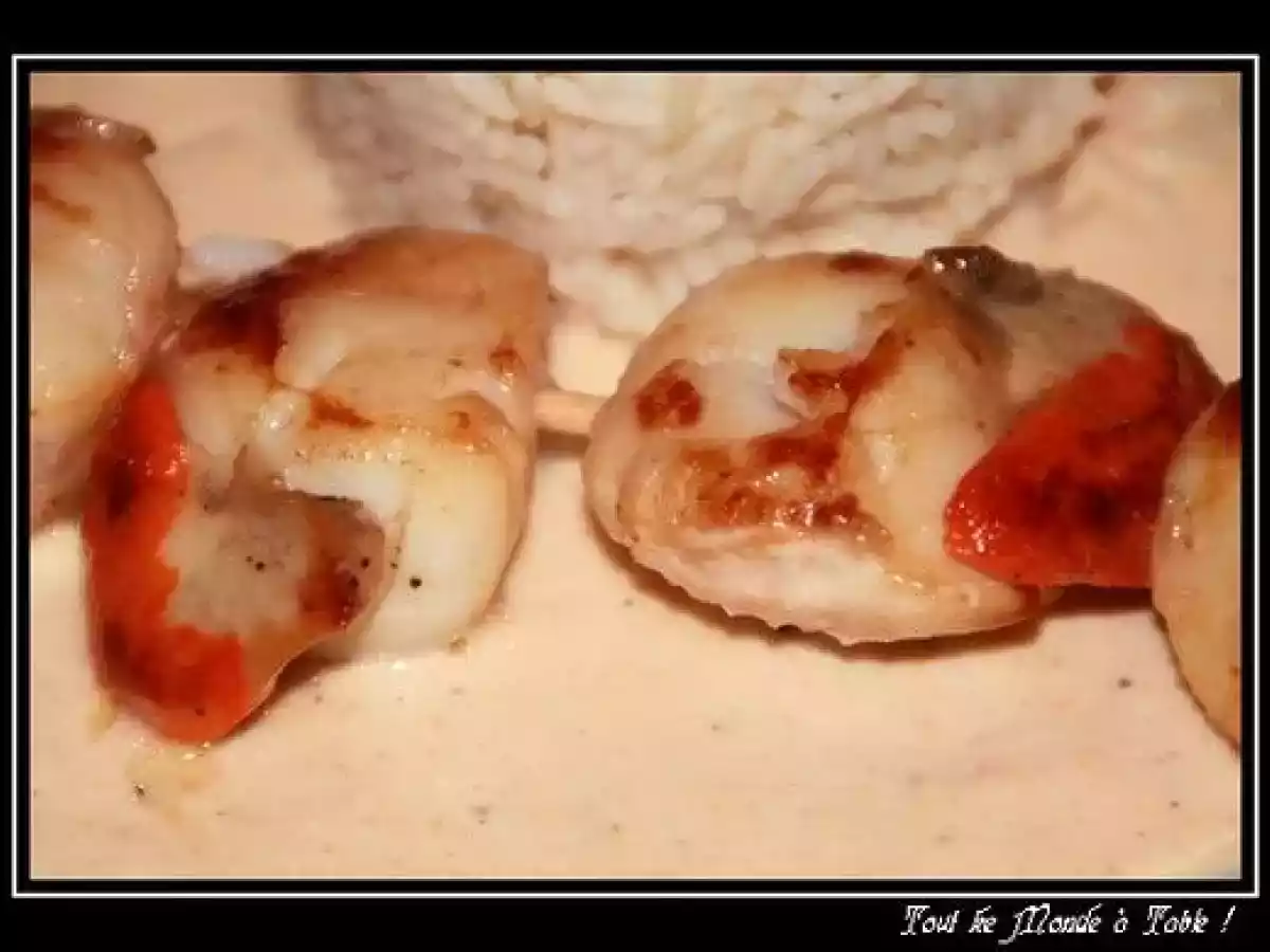 Noix de Saint-Jacques sauce échalote en brochette - photo 3