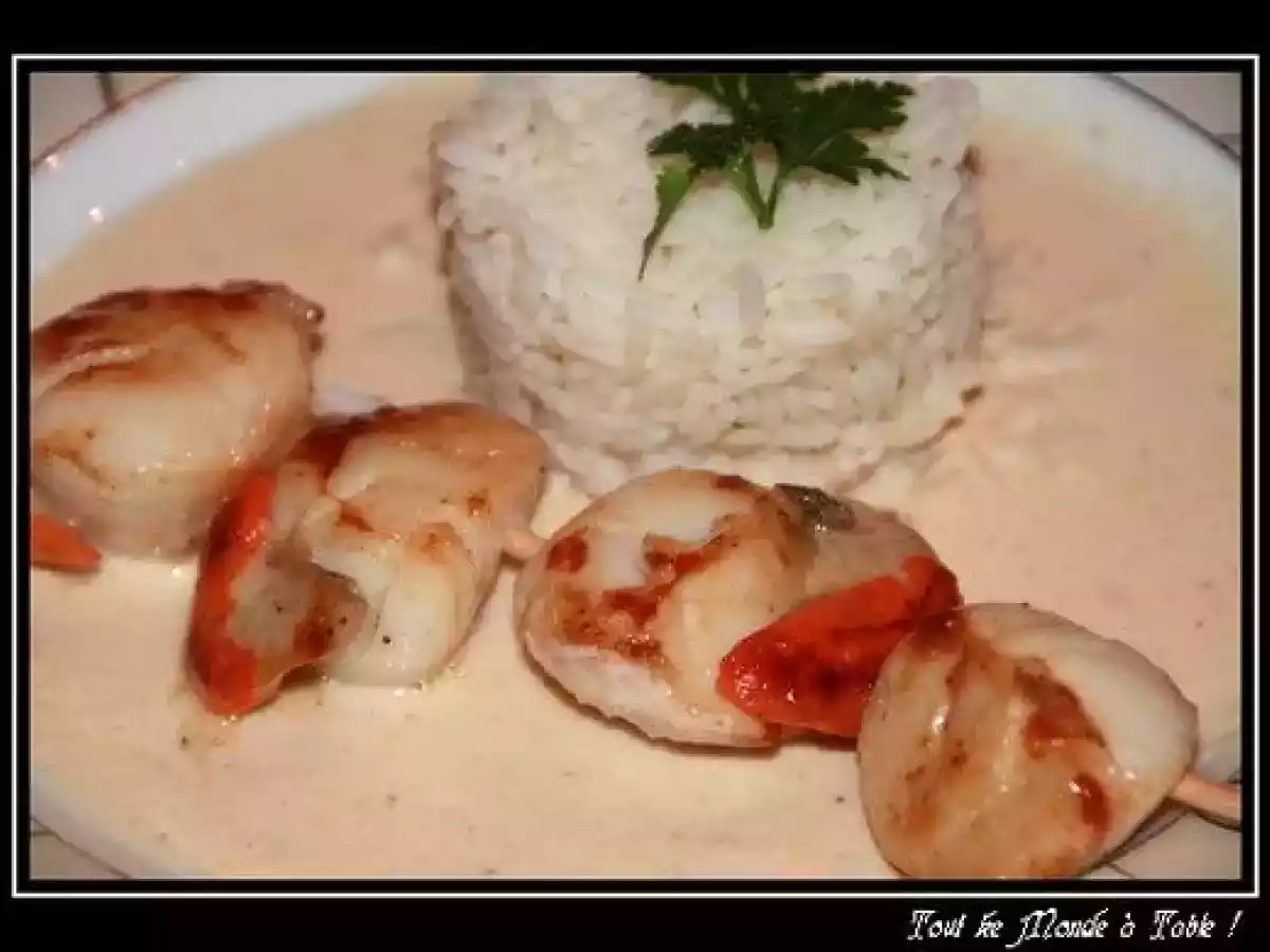 Noix de Saint-Jacques sauce échalote en brochette - photo 4