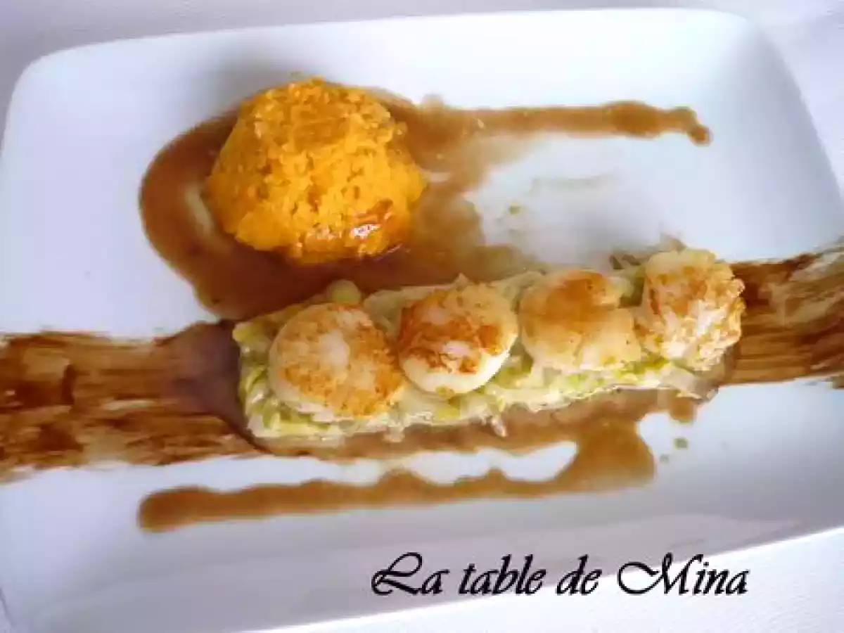 Noix de ST-Jacques à l'aigre-doux et flan de patates douces - photo 2