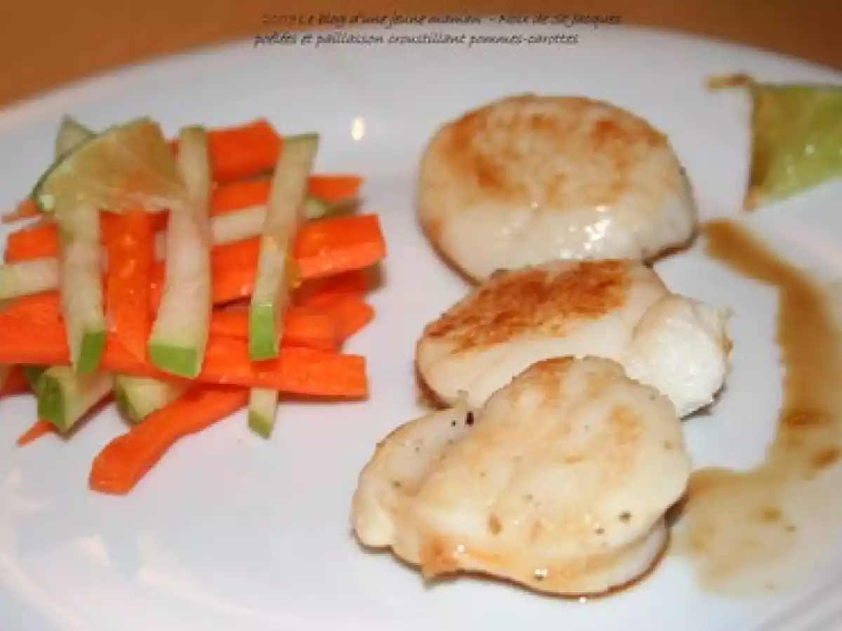 Noix de St Jacques poêlées et paillasson croustillant pommes-carottes