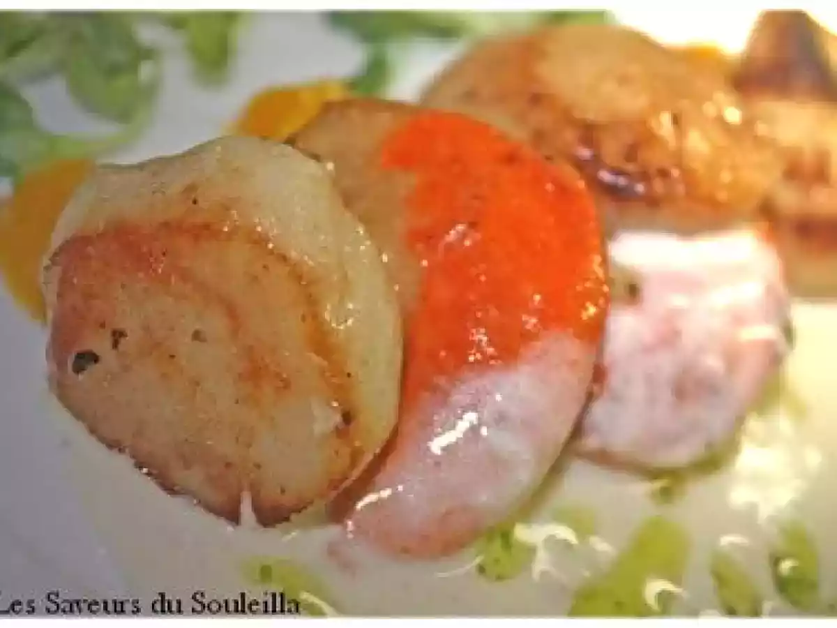 Noix de St Jacques Sauce Noilly Prat et sa minestrone de mangues et citrons confits