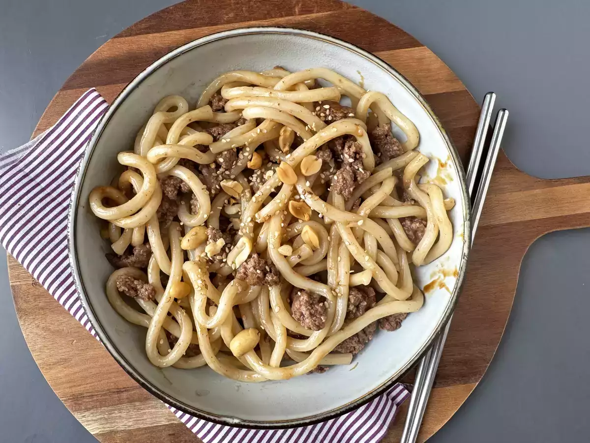 Nouilles udon au bœuf haché, recette express - photo 2