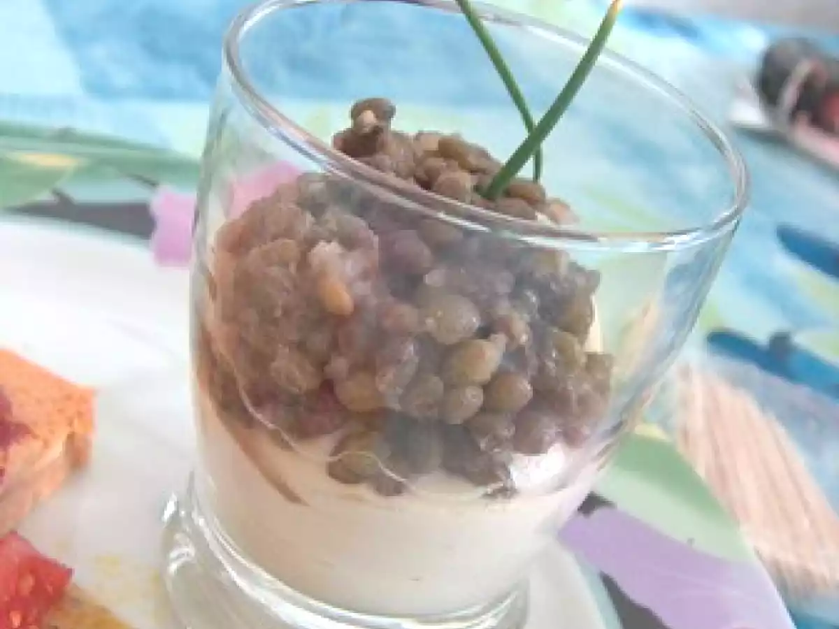 Nuages de foie gras et lentilles