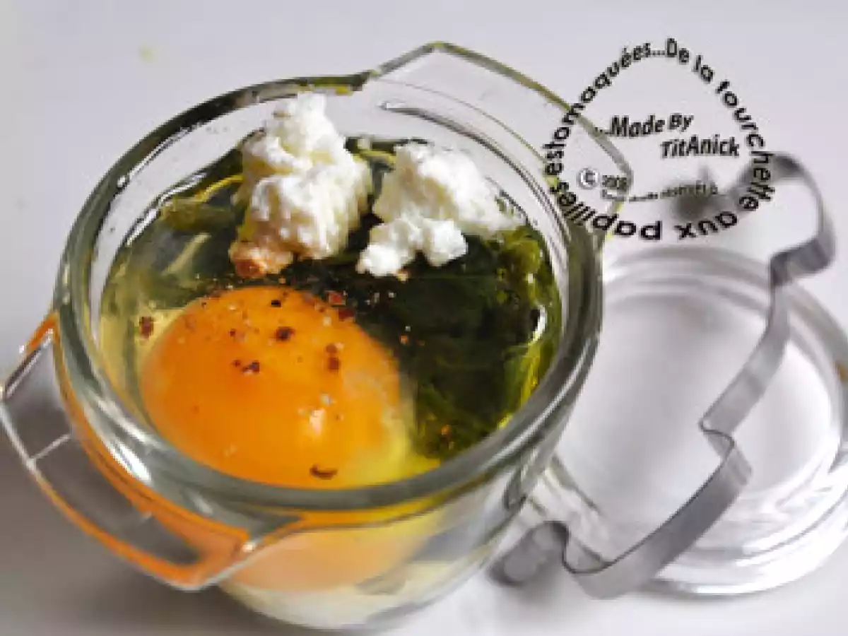 Oeuf à la coque épinards et brousse en coc-pot (cuit oeuf en pyrex)