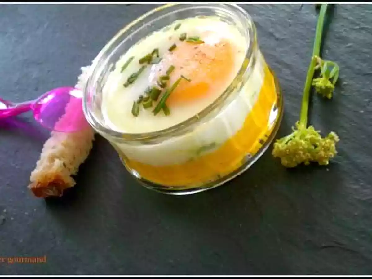 Oeuf cocotte à la criste marine et sa crème de carotte aux épices douces - photo 2