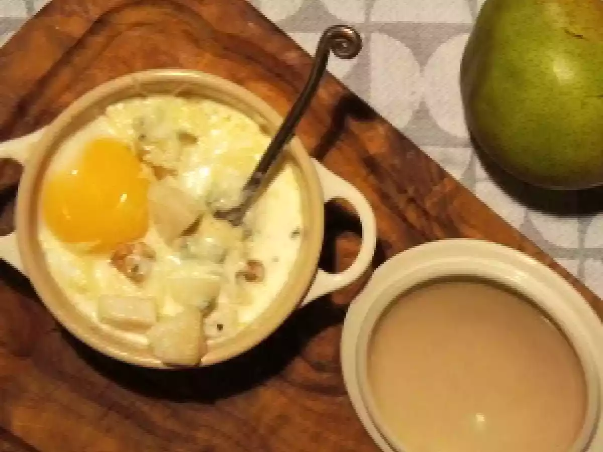 Œuf cocotte au panais, roquefort et poire - photo 2