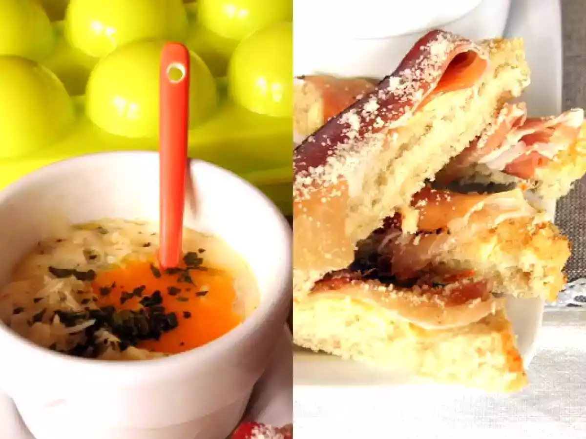 Oeuf cocotte au parmesan, mouillettes au speck