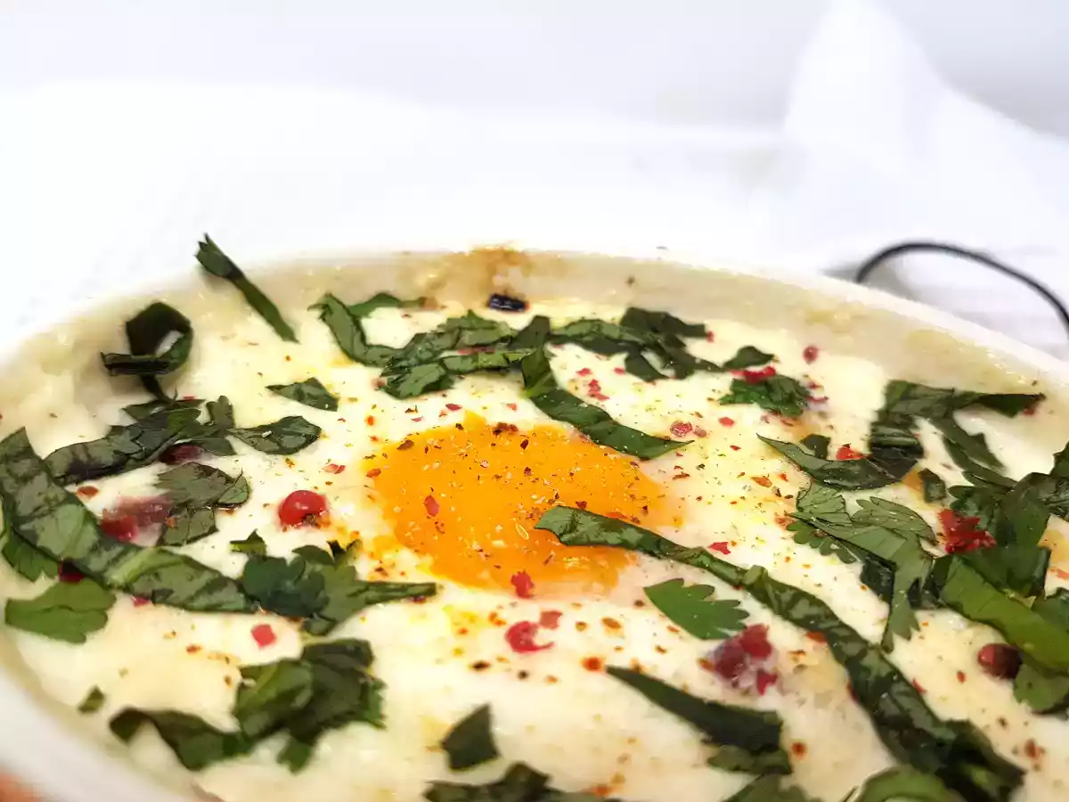 Oeuf cocotte chèvre et échalotes - photo 3