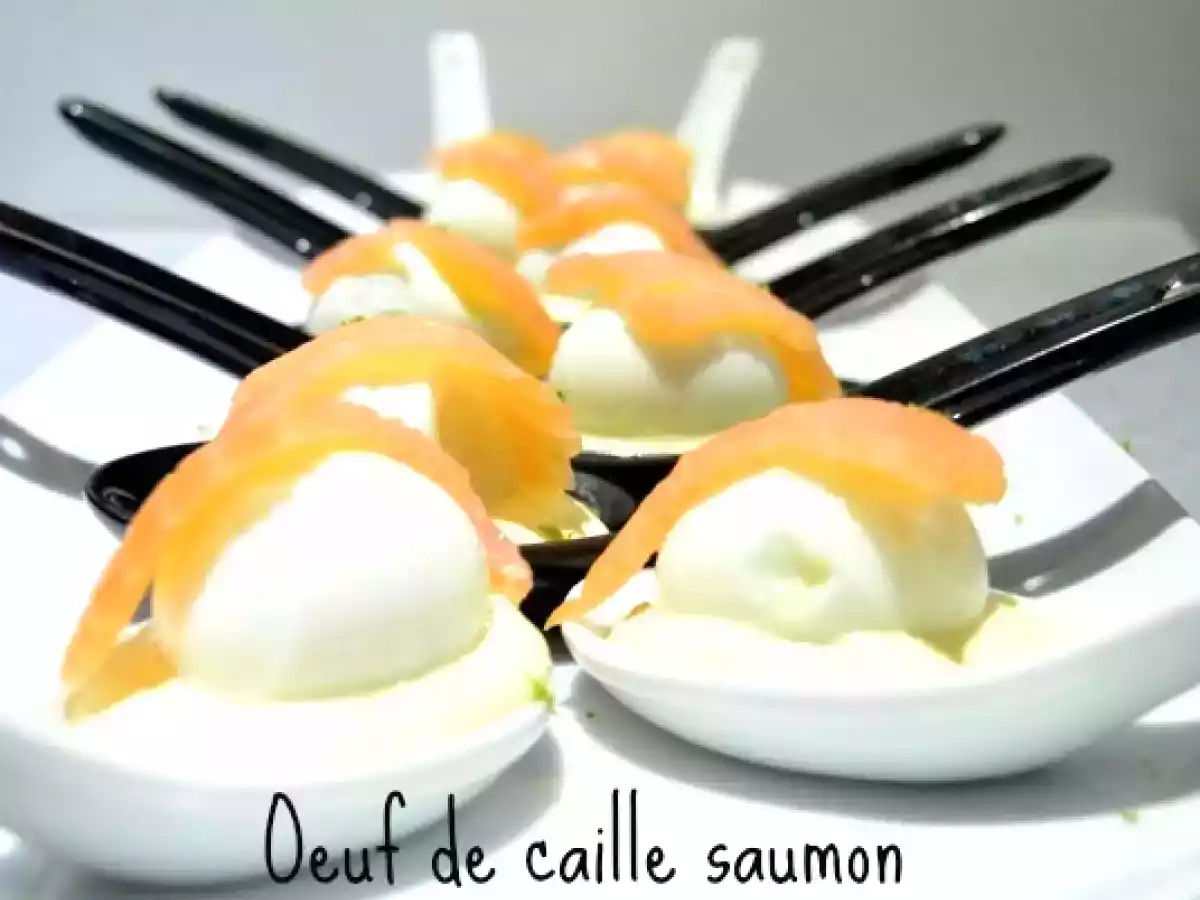 Oeuf de caille saumon sur lit de mayo-citron vert