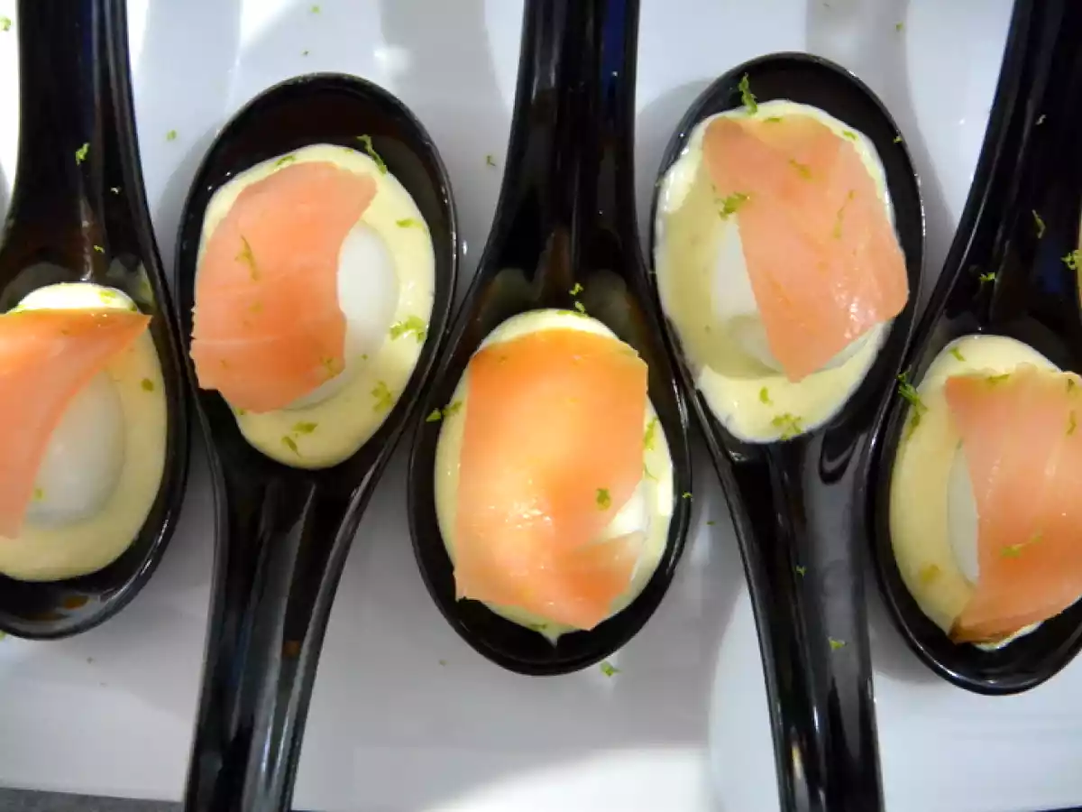 Oeuf de caille saumon sur lit de mayo-citron vert - photo 3