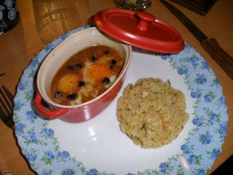 Oeufs cocottes à la périgourdine accompagnés de galettes au quinoa, photo 2