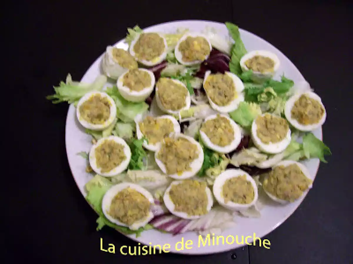Oeufs farcis à la tapenade verte