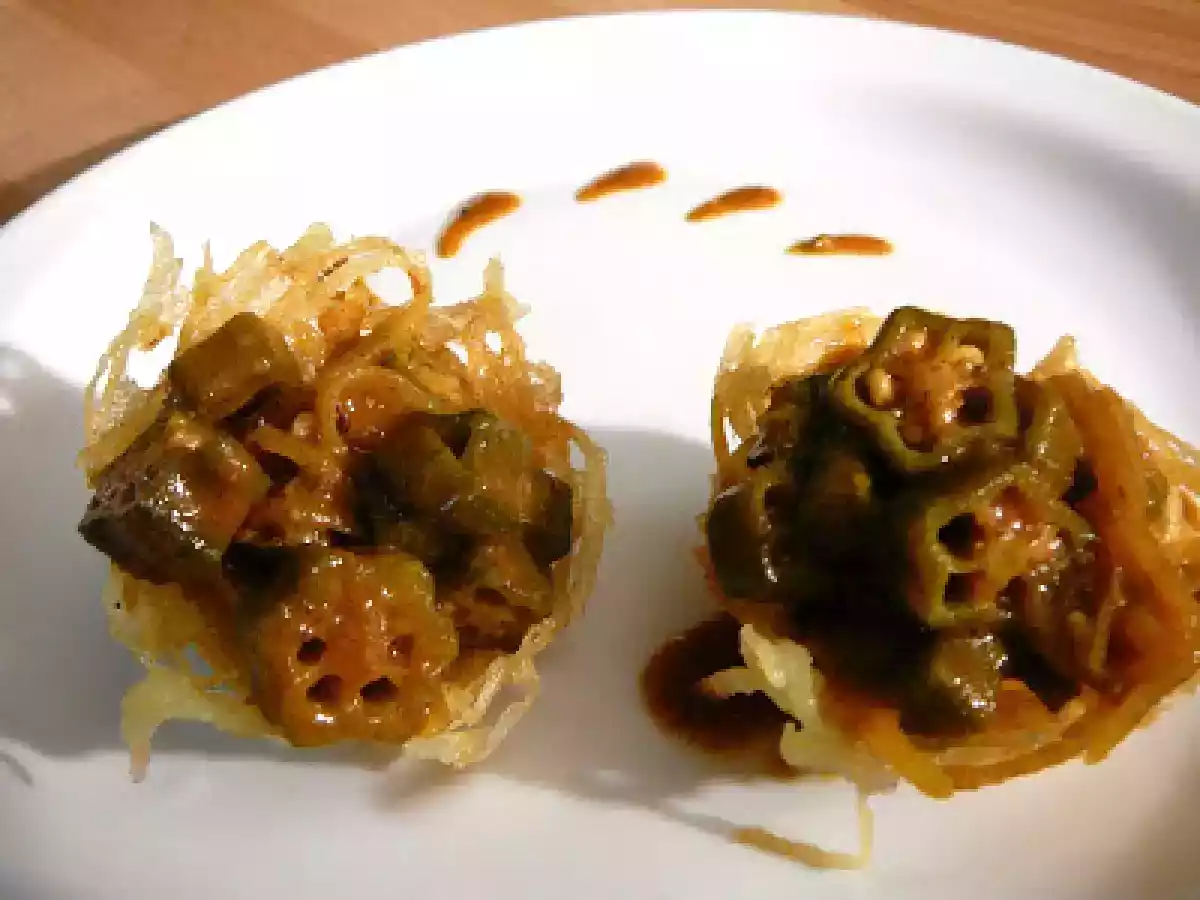 Okra/gombos en panier de pommes de terre - photo 2