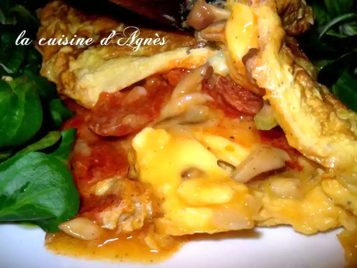 Omelette au chorizo et aux lentins de chêne (shiitaké)