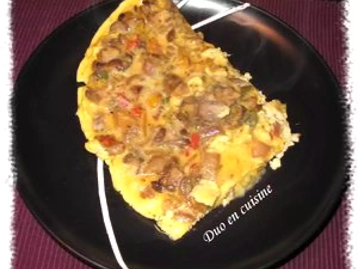 Omelette aux giroles et aux poivrons