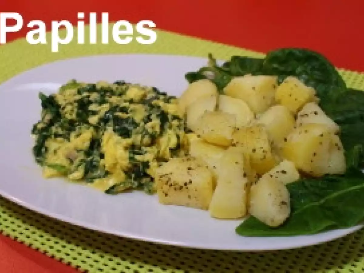 Omelette aux jeunes pousses d'épinards