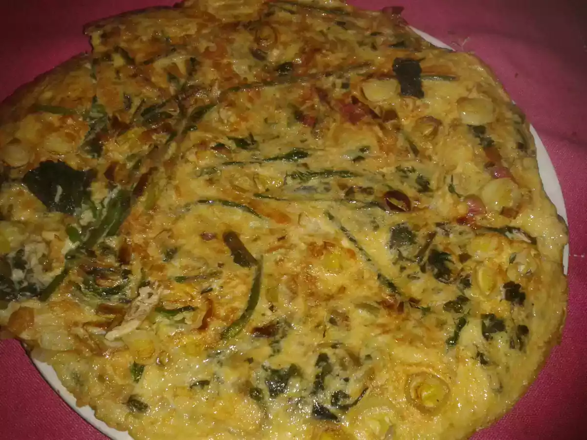 Omelette aux petites blettes et oignons