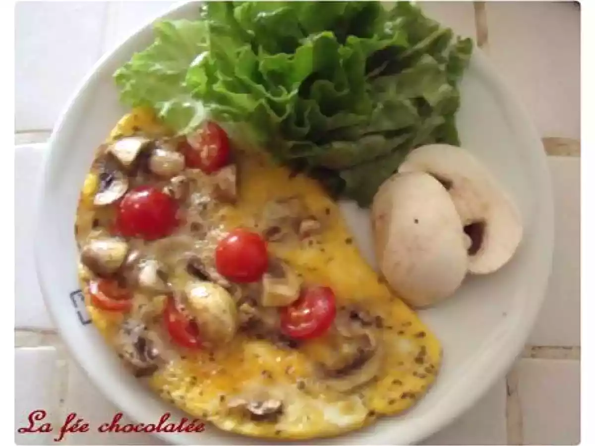 Omelette aux tomates cerises et champignons