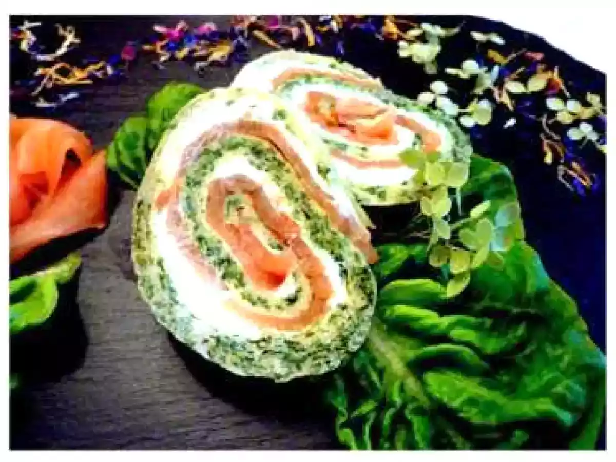 omelette roulée épinards et saumon