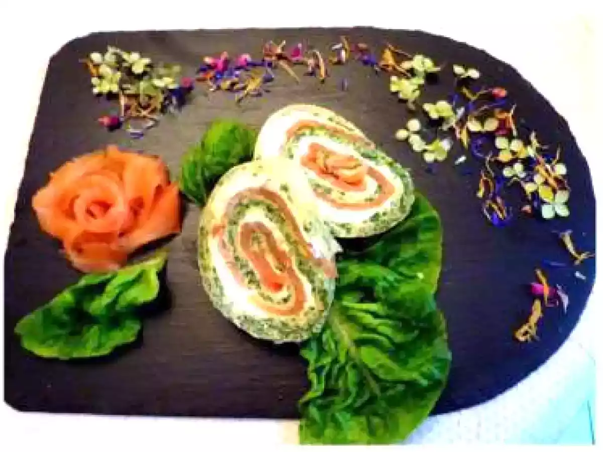 omelette roulée épinards et saumon - photo 2