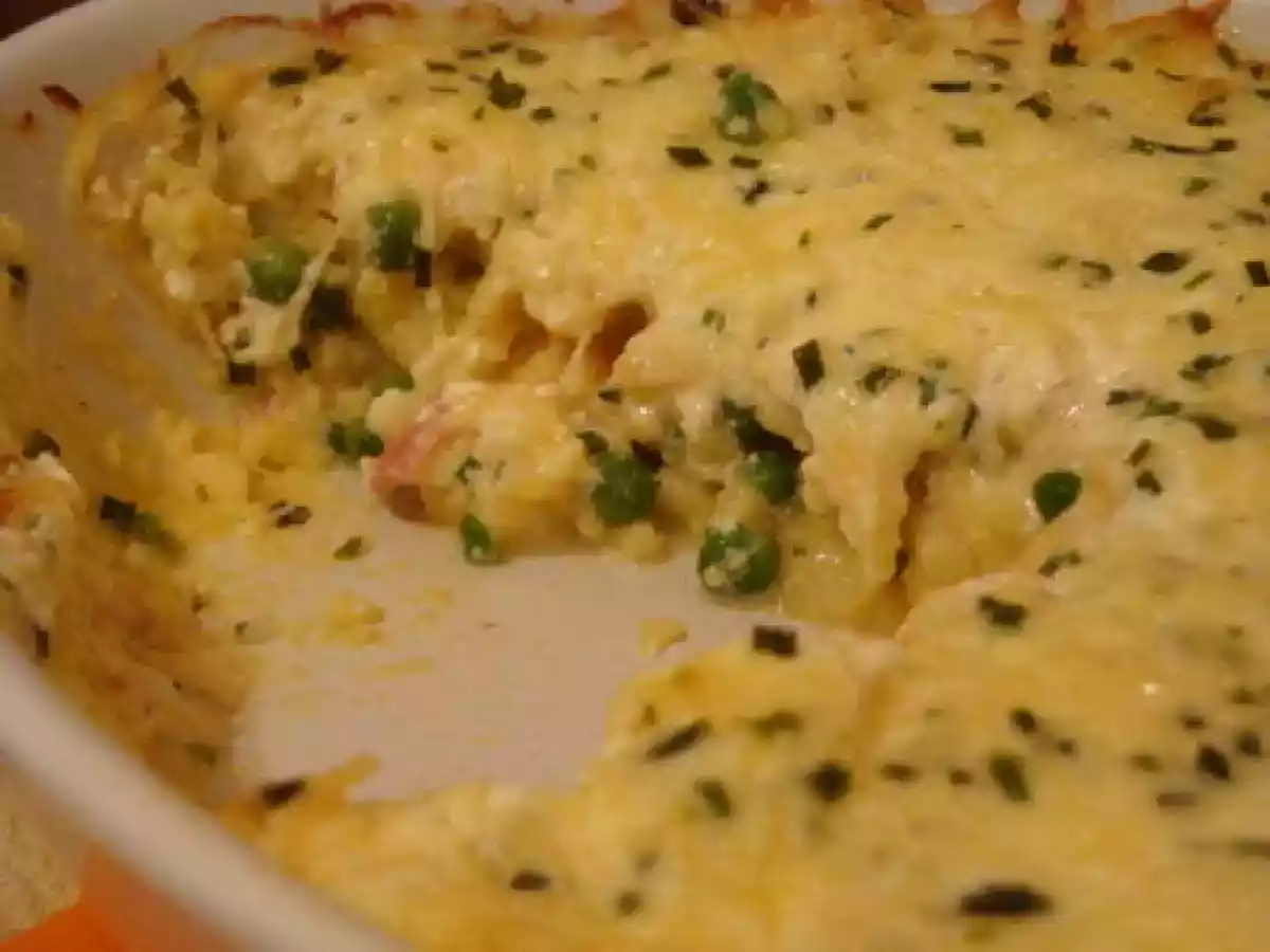 On reprend les bonnes habitudes ... ou le gratin de purée aux petits pois