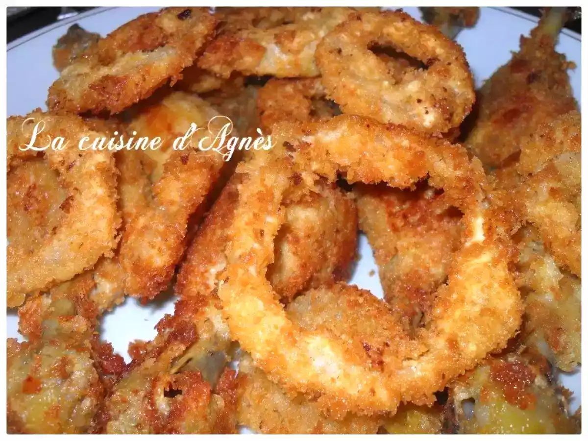 Onions rings et pilons de poulet panés