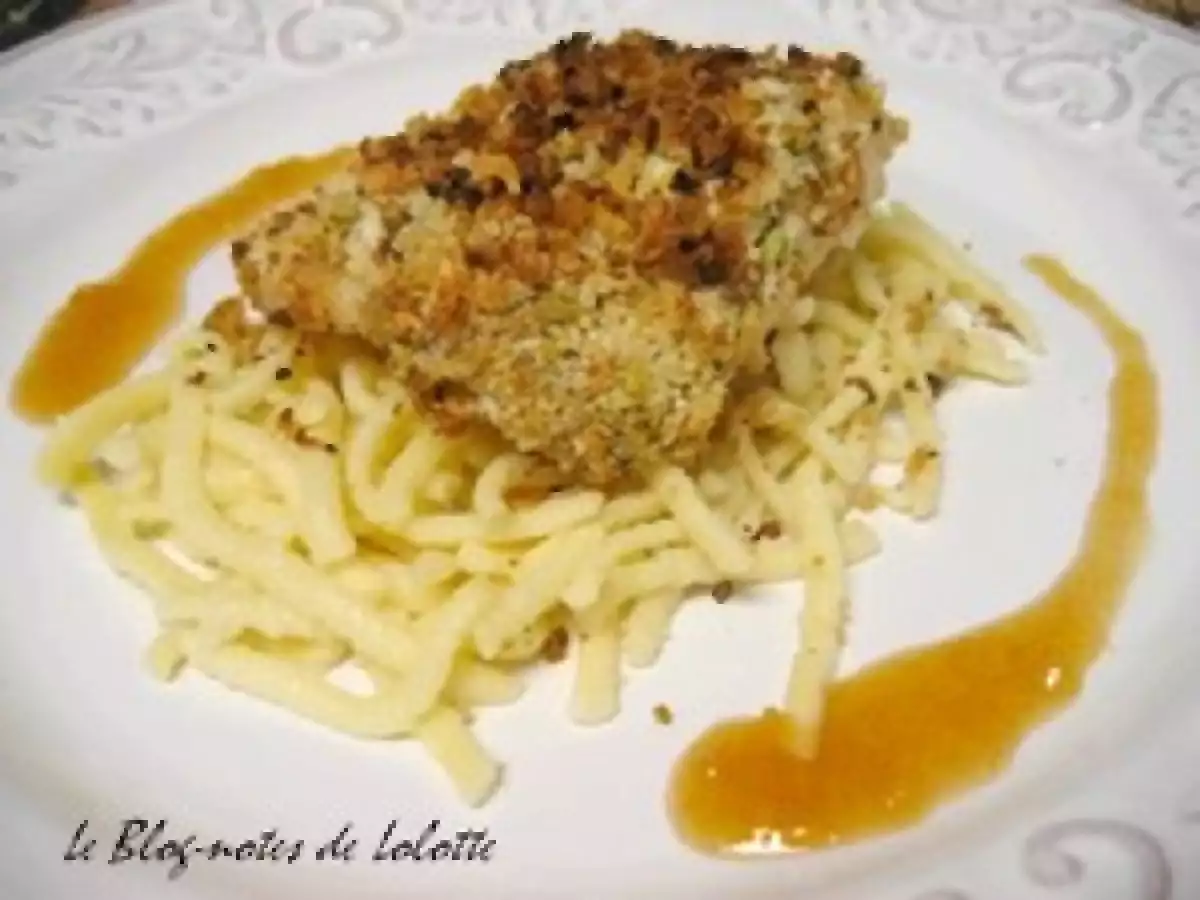 Orange roughy en crumble de pistaches et son coulis au chutney de mangue et au cointreau - photo 3