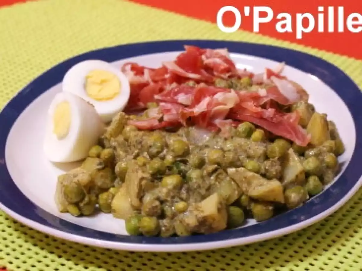 Oseille, pommes de terre et petits pois