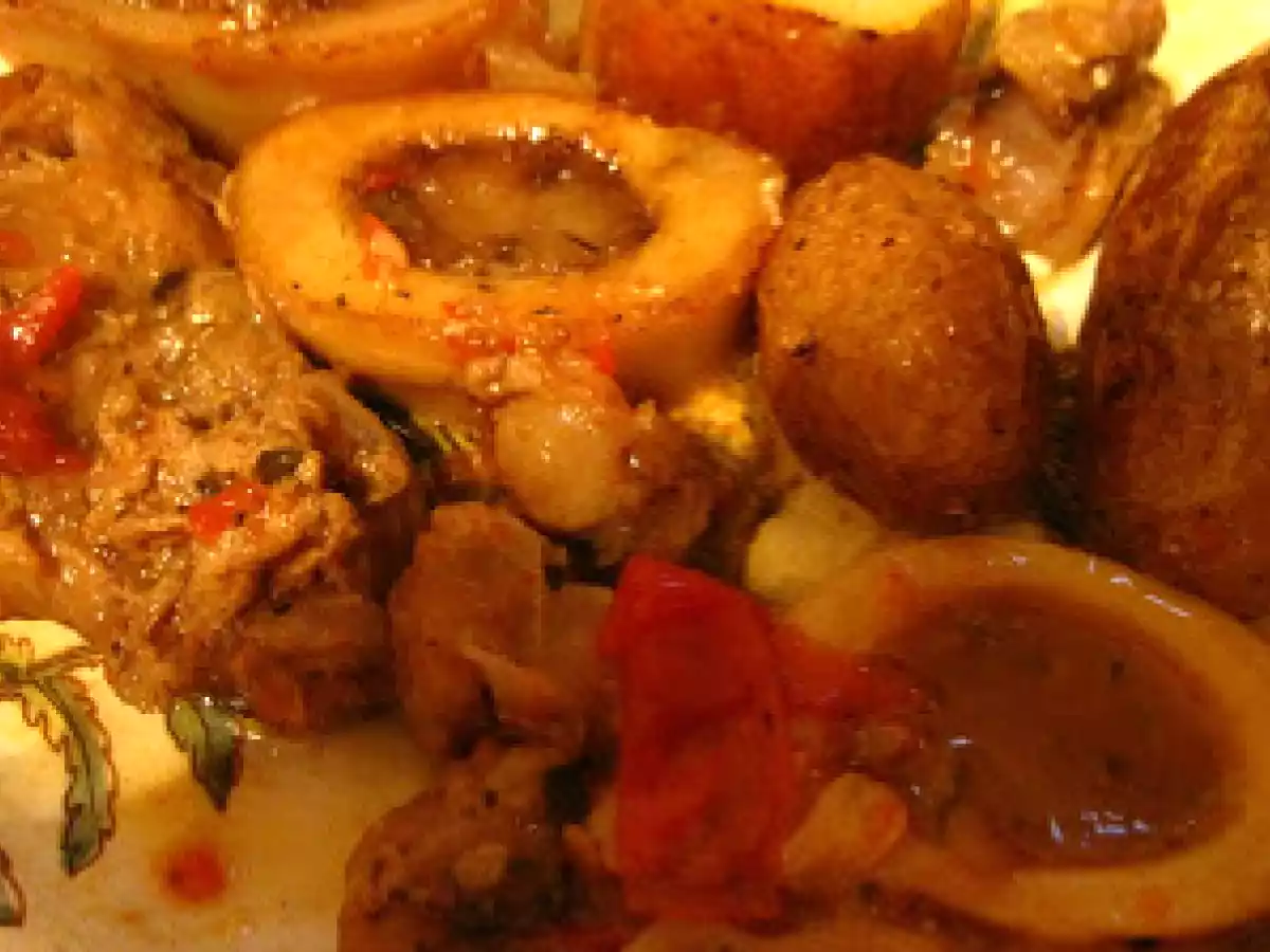 Osso Bucco au vin blanc, petites rattes sautées