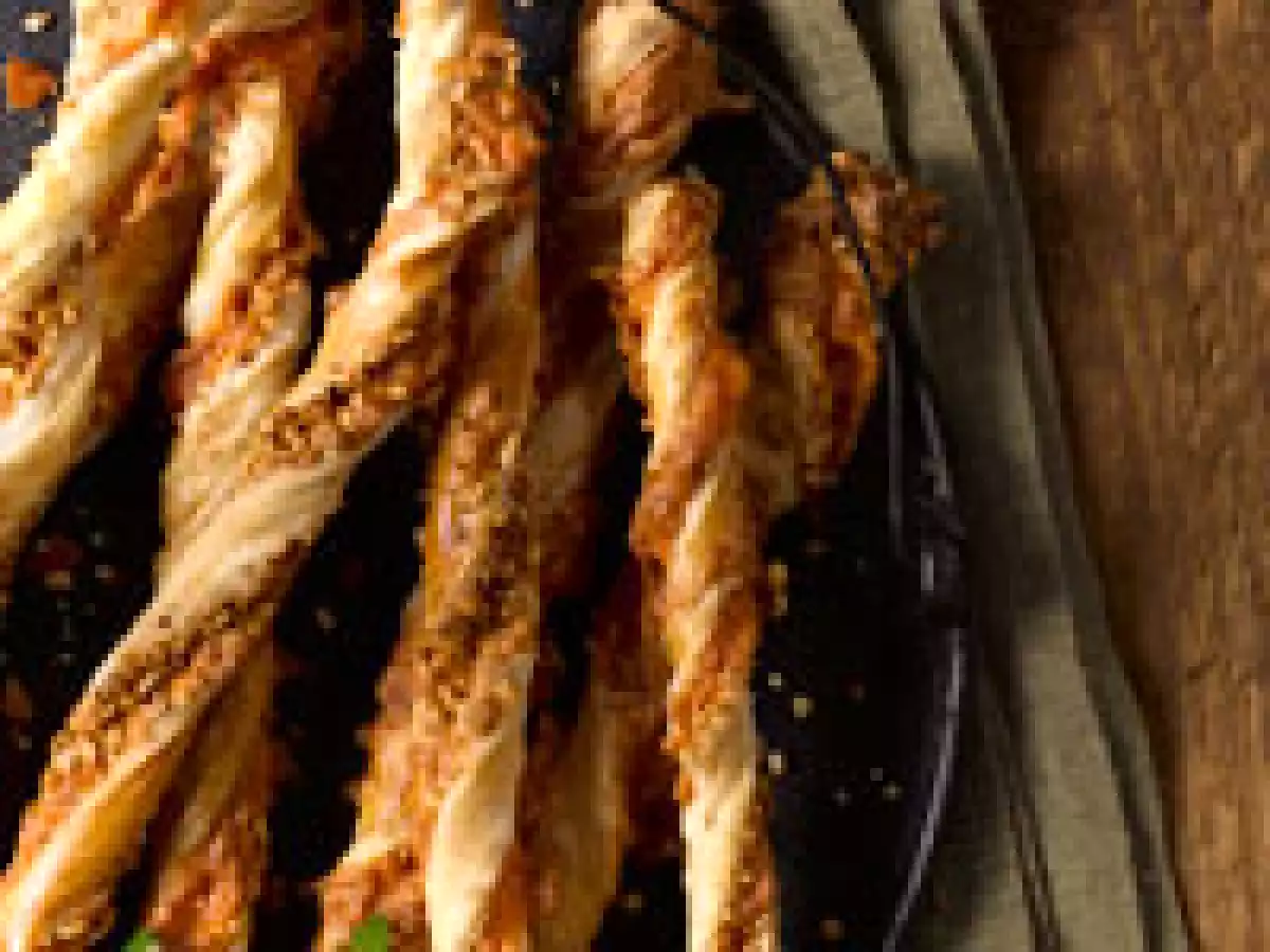 Pailles feuilletées au fromage et arachides