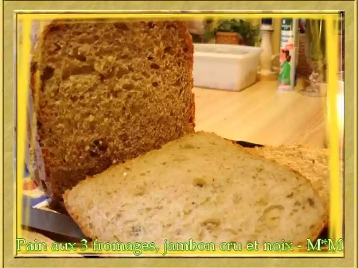 Pain aux 3 fromages, jambon cru et noix - photo 3